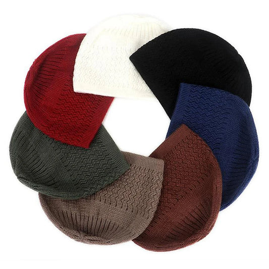 Winter Knitted Muslim Men Prayer Hats Unisex Cap Warm Islamic Ramadan