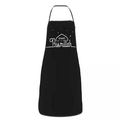 Start With Bismillah Aprons Men Women Eid Ramadan Islamic Kareem Adult