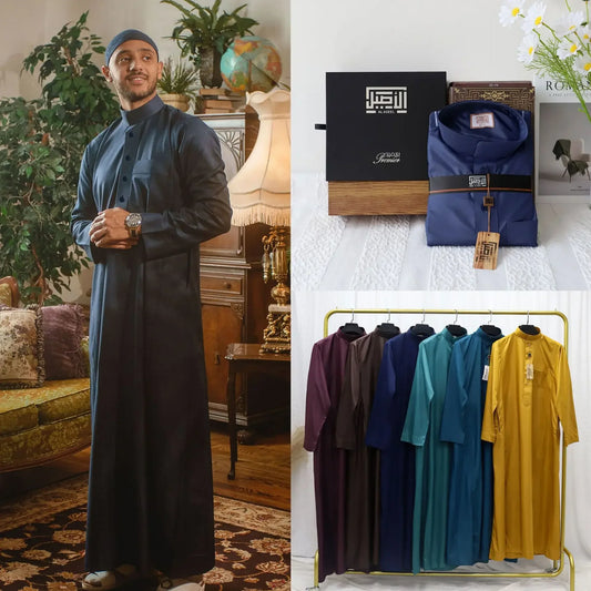 Muslim Eid Men Long Robe Kimono Dishdasha Modest Islamic Dubai Saudi