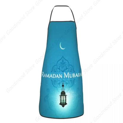 Apron Women Men Unisex Bib Islamic Eid Mubarak Moon Kitchen Cooking