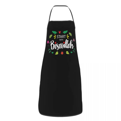 Start With Bismillah Aprons Men Women Eid Ramadan Islamic Kareem Adult