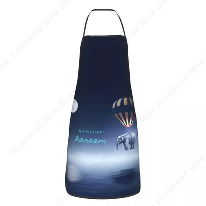 Apron Women Men Unisex Bib Islamic Eid Mubarak Moon Kitchen Cooking