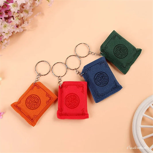 Four Color Mini Arabic Quran Islamic Keychain Women Men Allah Real